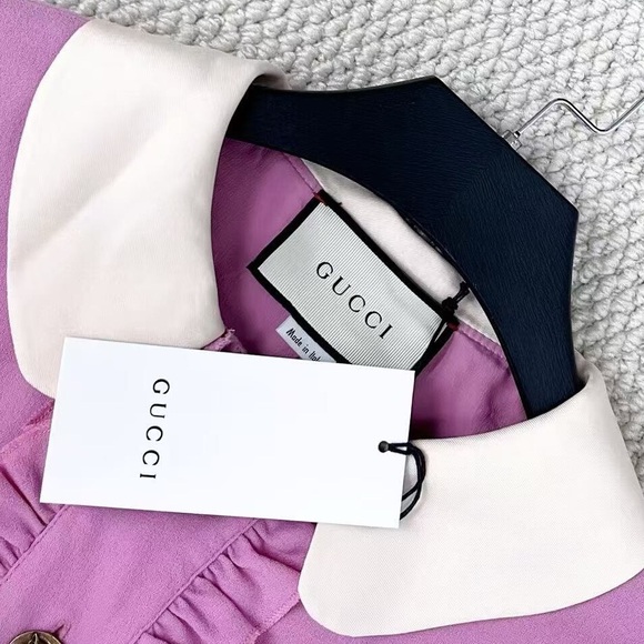 🚩steal authentic Gucci Lavender Dress with Cream Collar - Picture 3 of 5